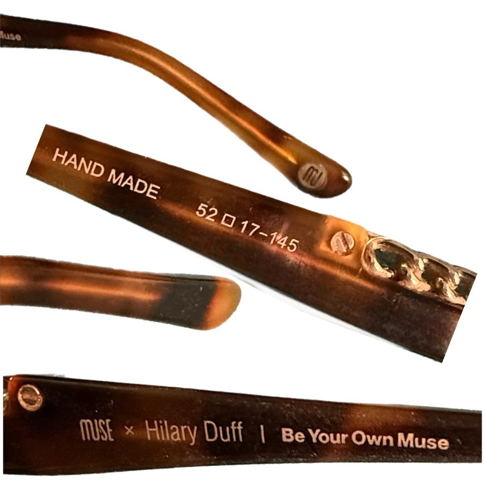 MUSE x Hilary Duff Brown Tortoise Shell Cat Eye Eyeglasses Embellished Temple - Picture 13 of 17
